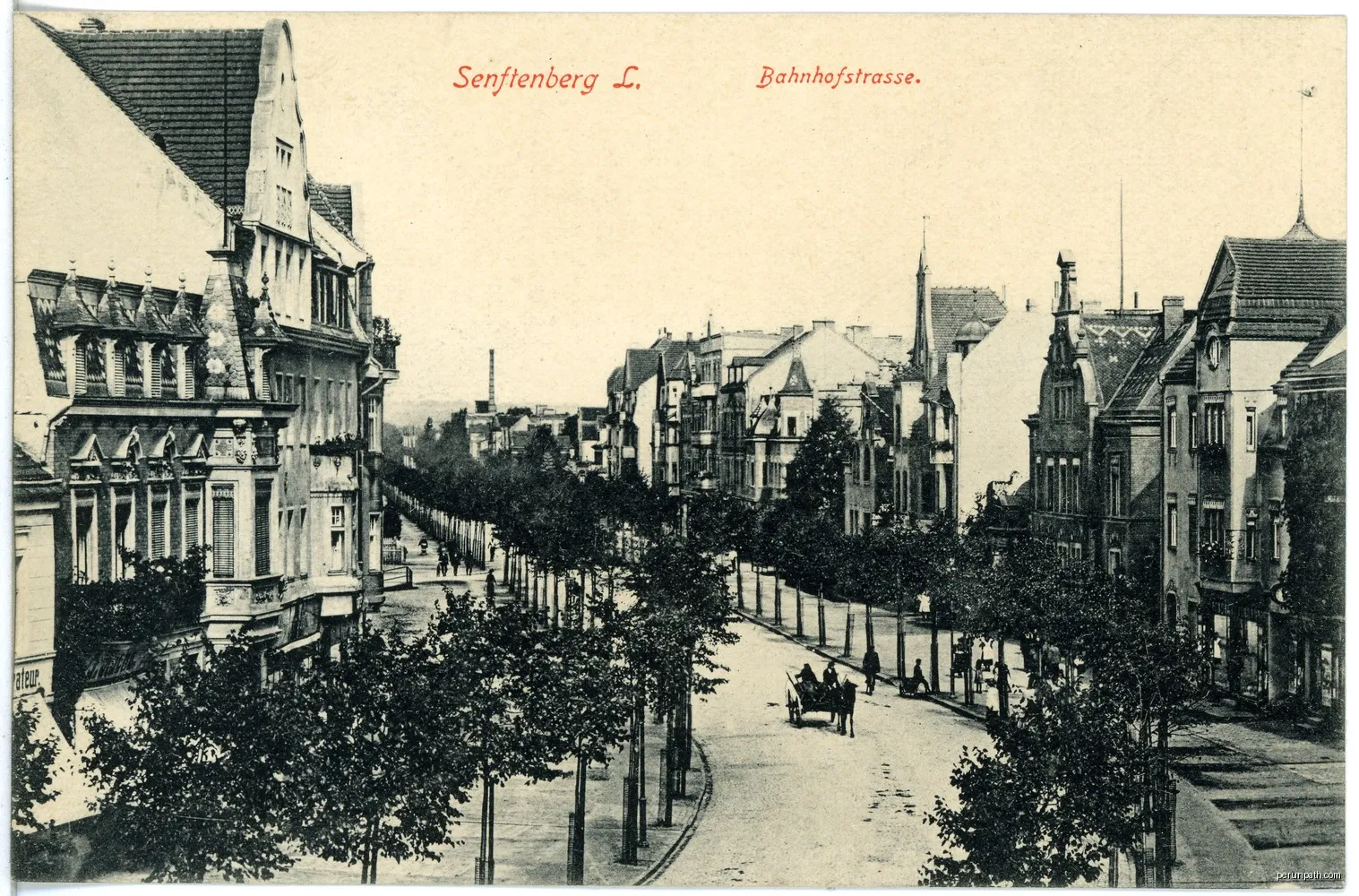 Senftenberg; Bahnhofstraße | Autor: Brück &amp; Sohn Kunstverlag Meißen | Licencja: CC0 | Źródło: Wikimedia Commons