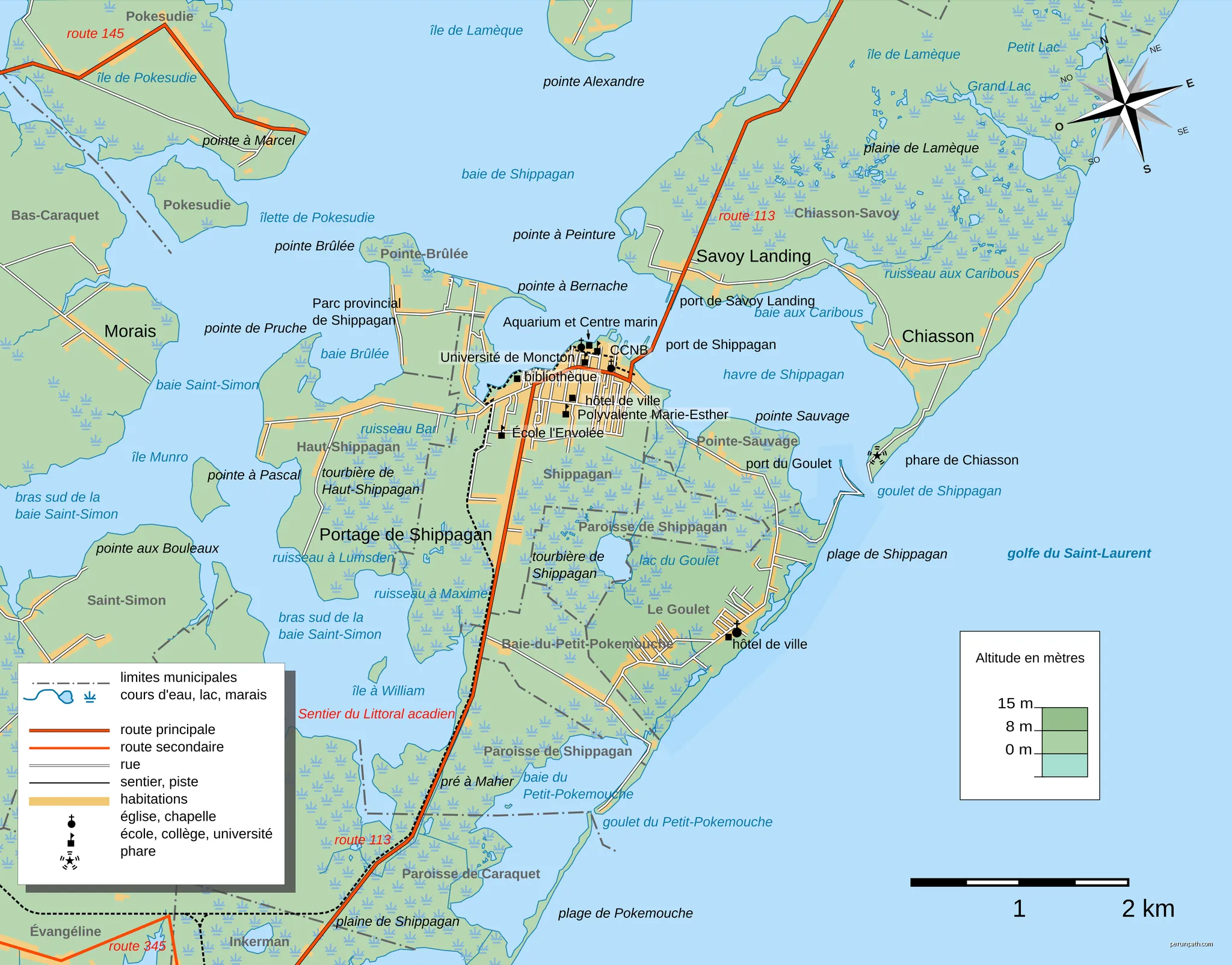 Topographical map of Le Goulet, New Brunswick, Canada. | Autor: Dr Wilson | Licencja: CC BY-SA 3.0 | Źródło: Wikimedia Commons