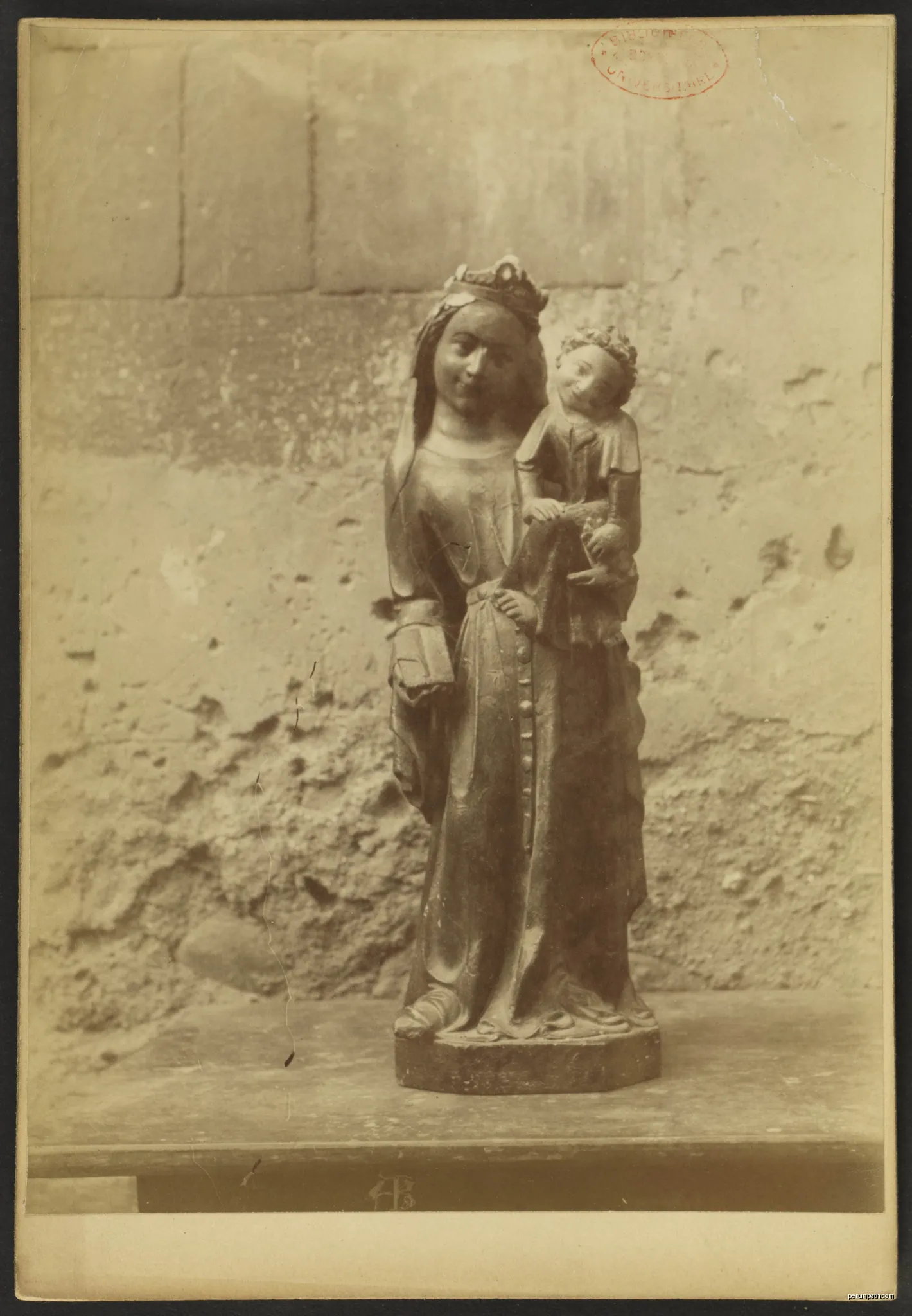 Église Sainte-Marie de Saint-Féliu-d'Amont; Statue de la Vierge et Enfant | Autor: Jean-Auguste Brutails | Licencja: Public domain | Źródło: Wikimedia Commons