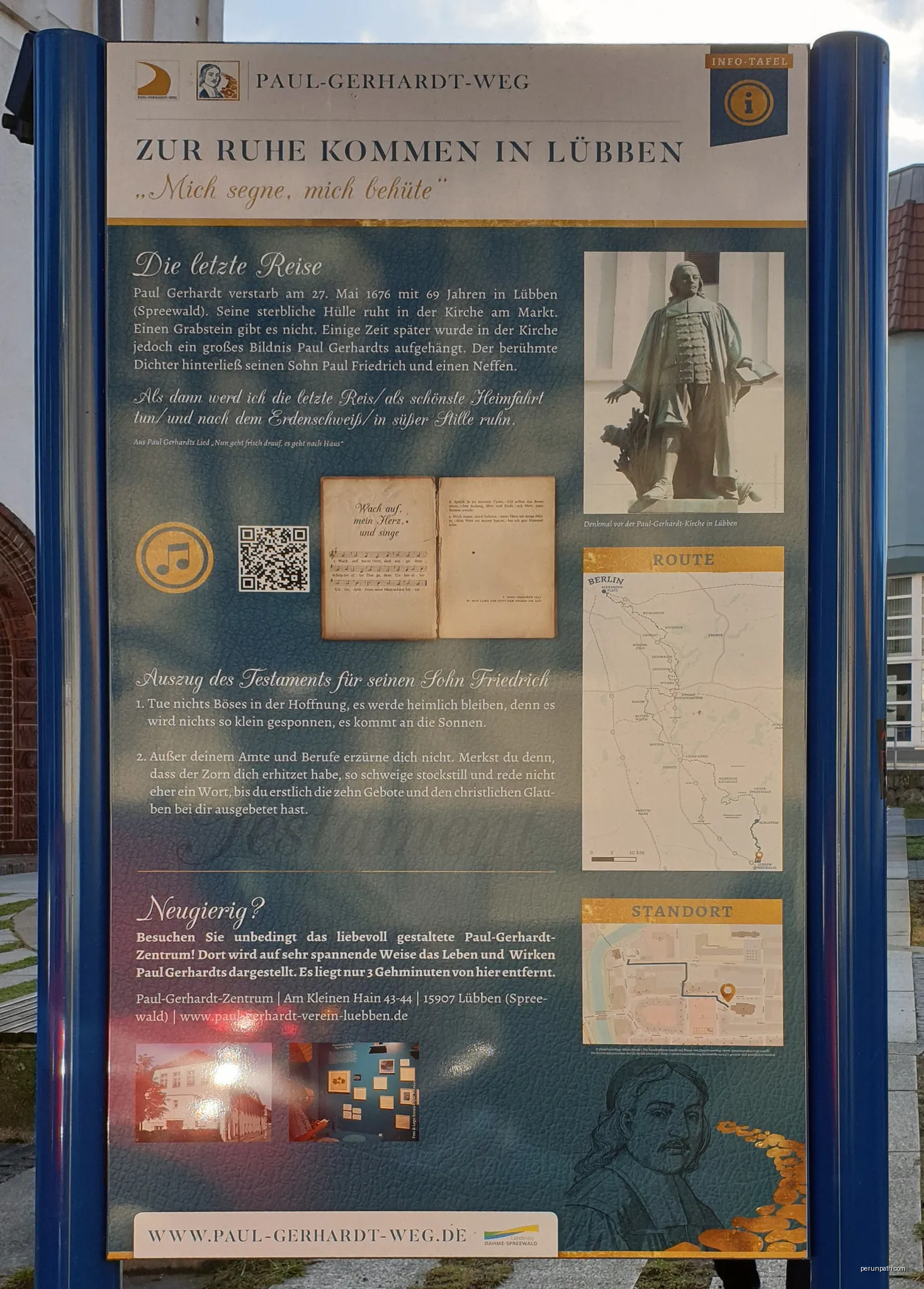 Memorial plaque, Paul-Gerhardt-Weg, Am Markt, Lübben (Spreewald), Deutschland | Autor: OTFW, Berlin | Licencja: CC BY-SA 3.0 | Źródło: Wikimedia Commons