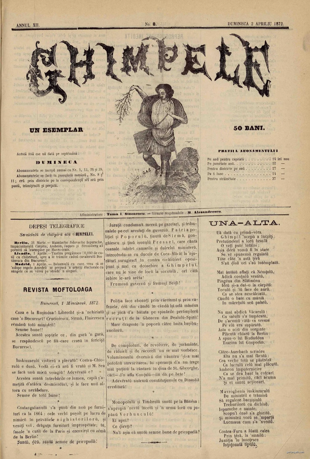 Ghimpele, no. 08, year 13 | Autor: Ghimpele staff; scan by Biblioteca Metropolitană București | Licencja: Public domain | Źródło: Wikimedia Commons