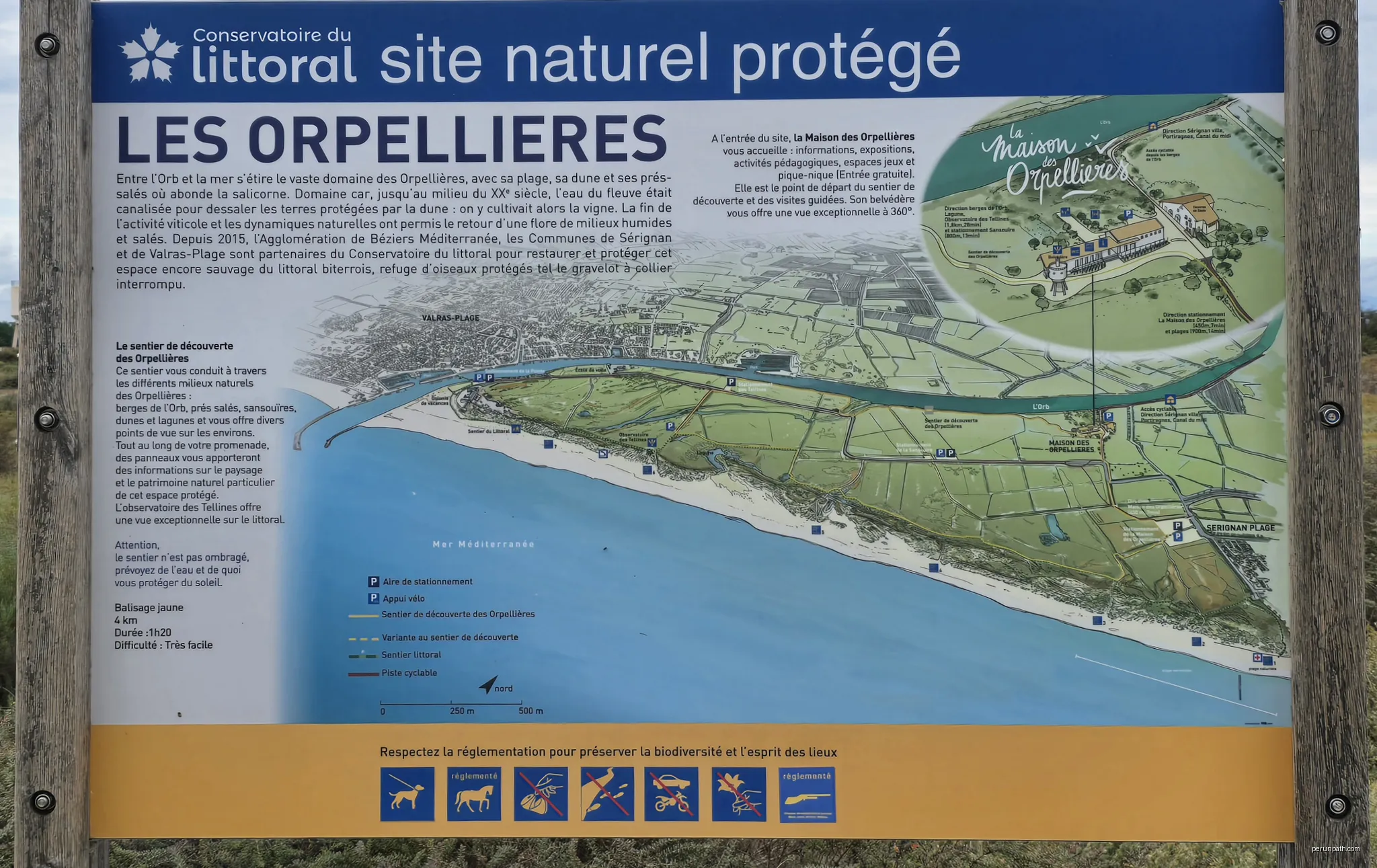 Infotafel Naturschutzgebiet Les Orpellières | Autor: Pedemann | Licencja: CC BY-SA 4.0 | Źródło: Wikimedia Commons
