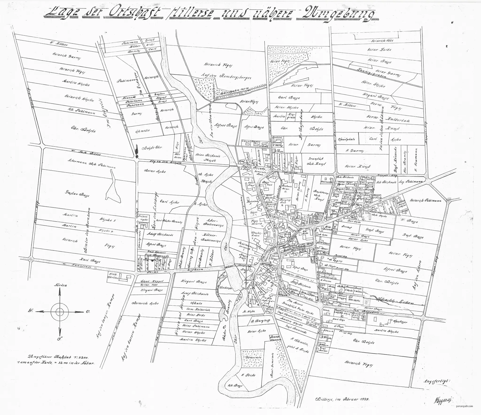 Historische Karte der Ortschaft Hillerse (Gifhorn) von 1929 | Autor: Unknown authorUnknown author | Licencja: Public domain | Źródło: Wikimedia Commons
