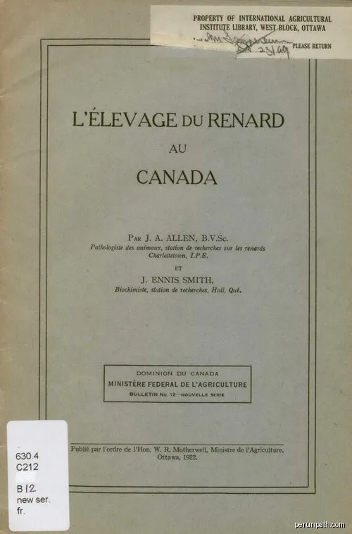 42 p. ; 25 cm. -- Series: Bulletin (Canada. Ministère de l'agriculture)

Subjects: Renards; Foxes | Autor: Allen, Joel Asaph, 1838-1921 | Licencja: Public domain | Źródło: Wikimedia Commons