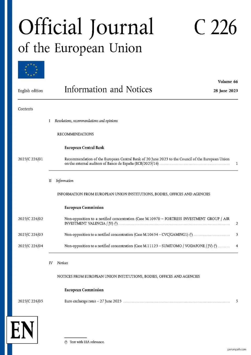 Official Journal of the European Union - C 226 of 28 June 2023 - English edition | Autor: Publications Office of the European Union | Licencja: Public domain | Źródło: Wikimedia Commons
