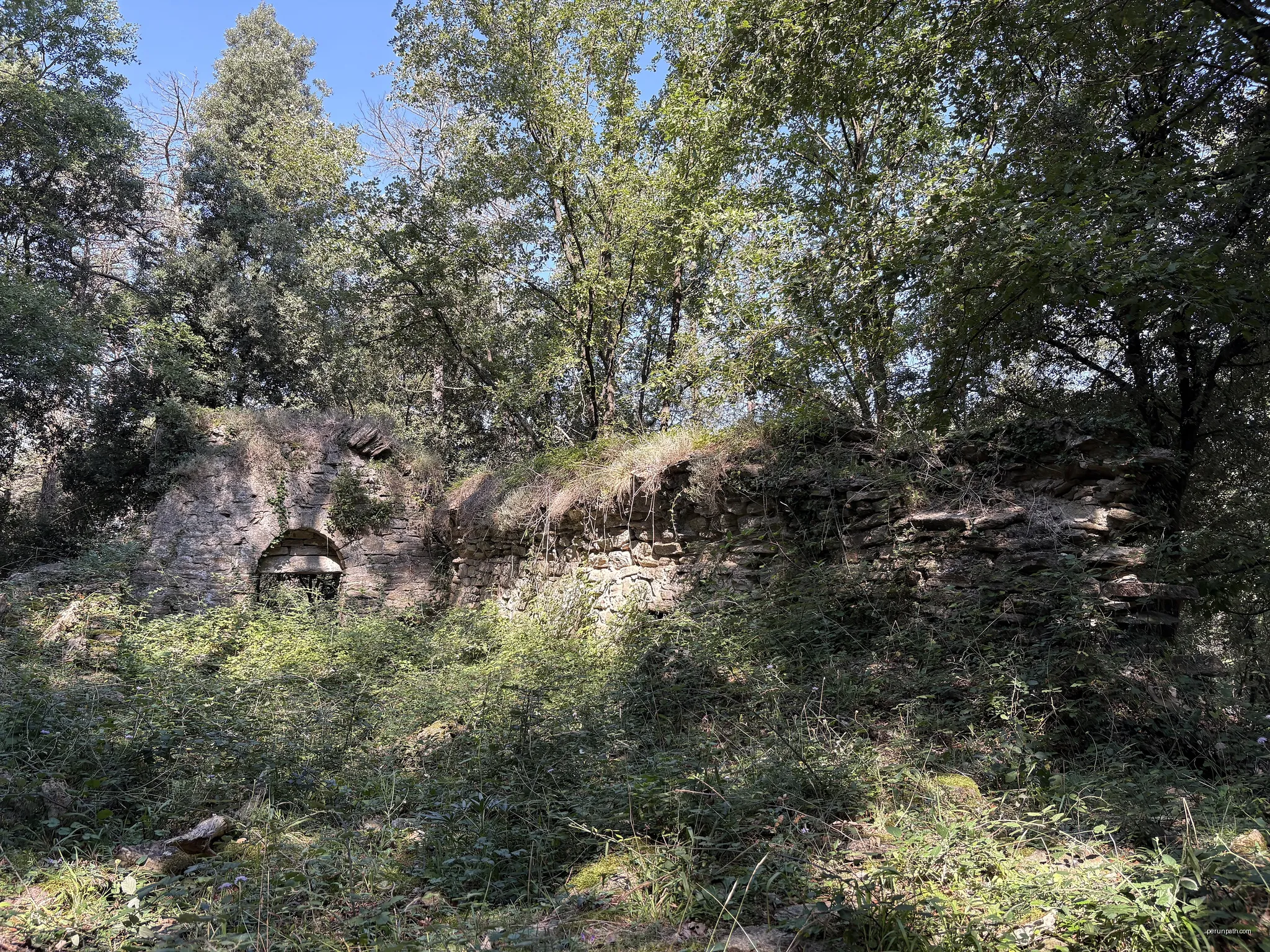 Aspecte de la nau i absis de Santa Margarida d'Ardola, estiu del 2025 | Autor: Wikiwiki | Licencja: CC BY 4.0 | Źródło: Wikimedia Commons