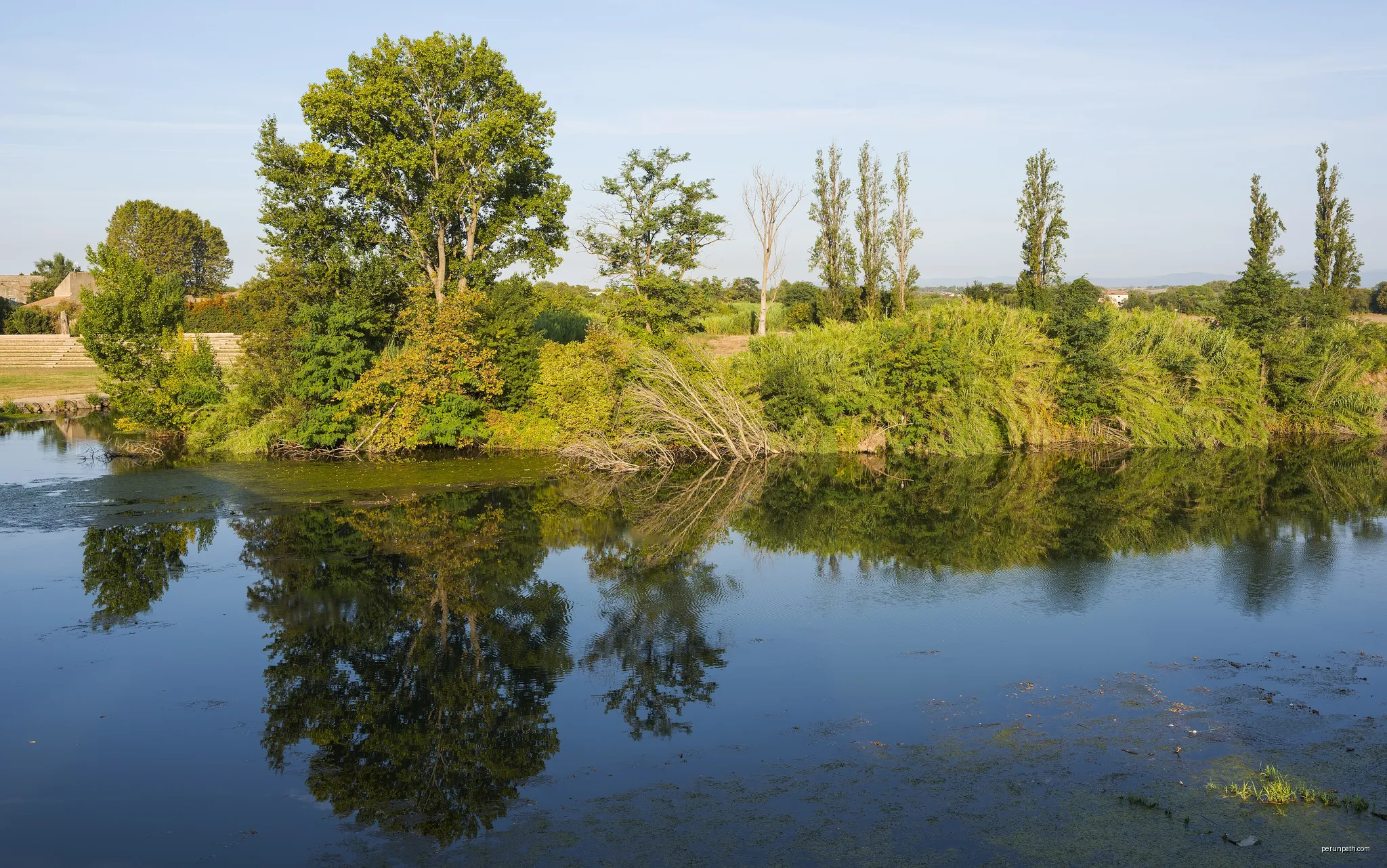 Tree reflection in the Orb River, Béziers, Hérault, France | Autor: Christian Ferrer | Licencja: CC BY-SA 4.0 | Źródło: Wikimedia Commons